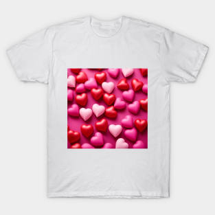 celebrating Valentines day, random floating love hearts T-Shirt